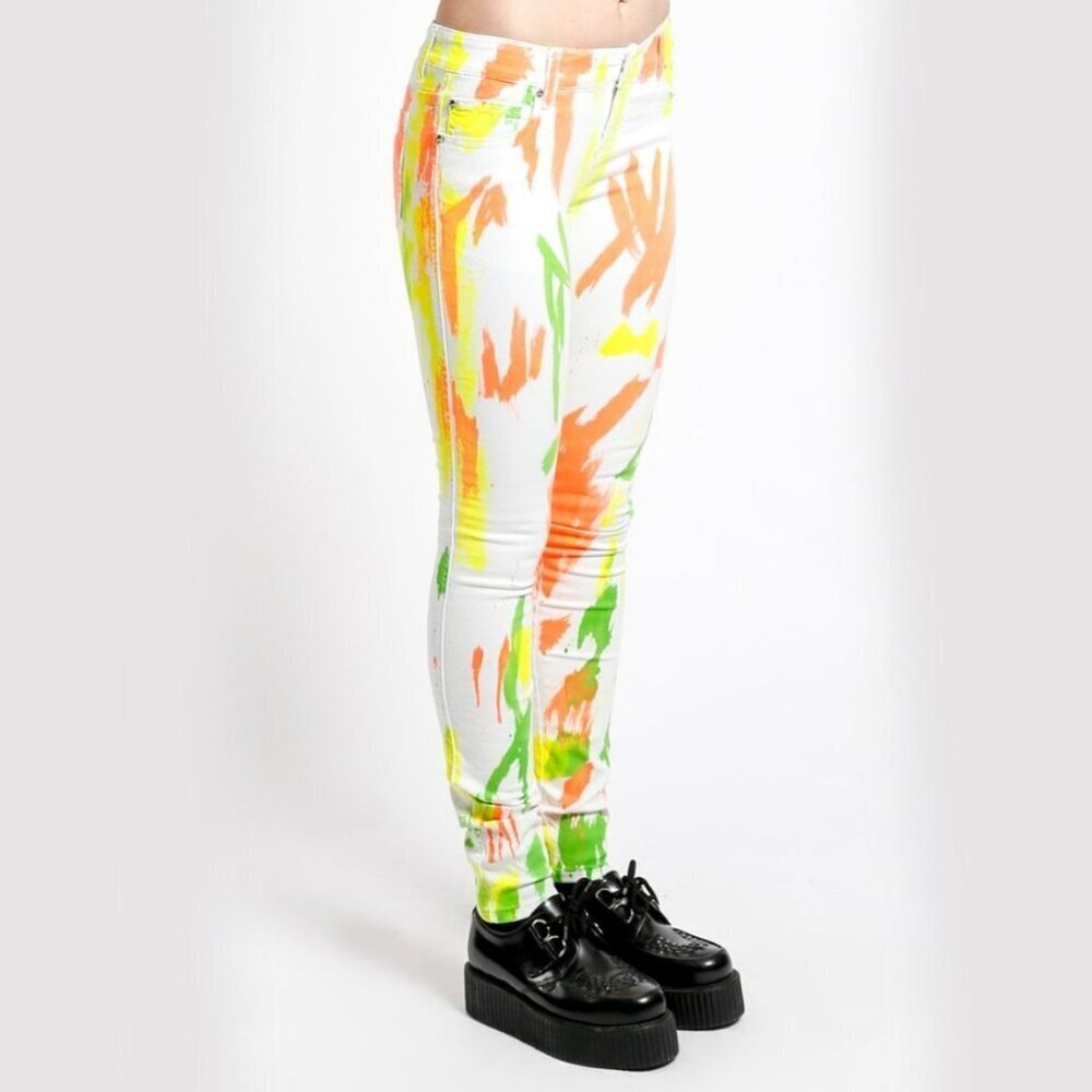 Tripp NYC ✦ Paint Splatter Skinny Jeans ✦ Artistic Black Stretch Denim Skull 28 - Picture 2 of 7